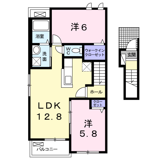ショコレーヴⅠ 2階の物件の間取図