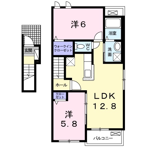 ショコレーヴⅡ 2階の物件の間取図