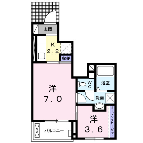シャン・アルカンシエルⅠ 1階の物件の間取図