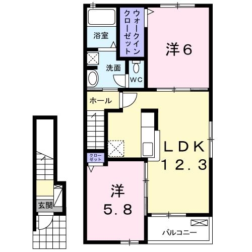 コンフォルターブル鹿嶋Ⅰ 2階の物件の間取図