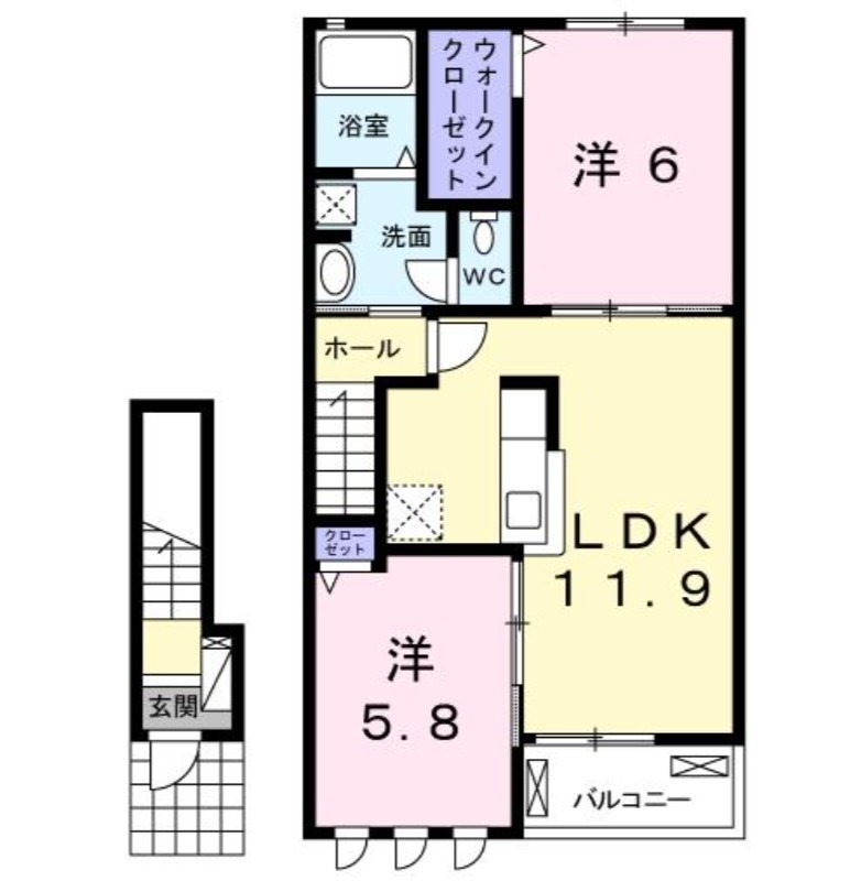 コンフォルターブル鹿嶋Ⅱ 2階の物件の間取図