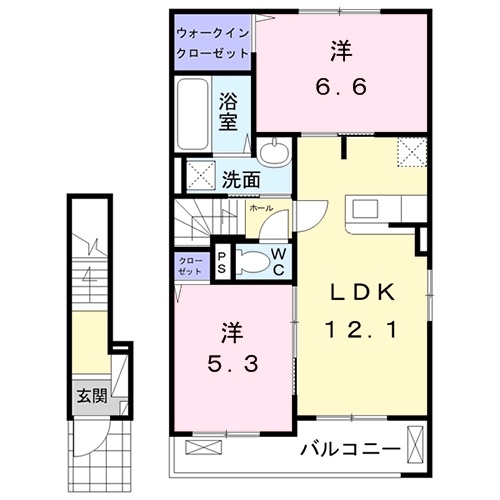 アベニールⅡ 2階の物件の間取図