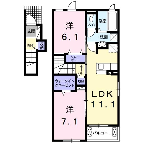 アベニールカルミア 2階の物件の間取図