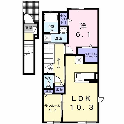 ブリズ・プランタニエール　Ⅰ 2階の物件の間取図