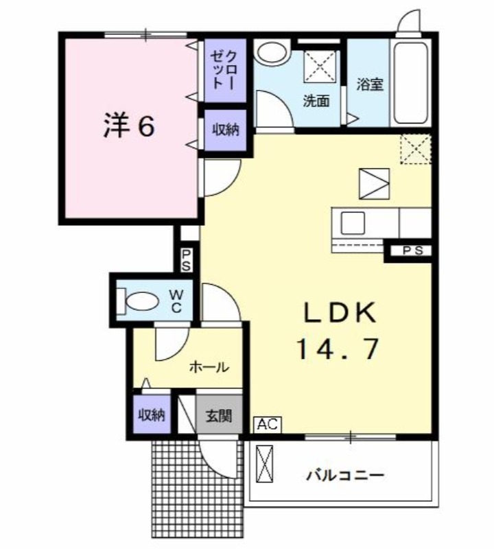 グランパレス カシマ Ⅰ 1階の物件の間取図