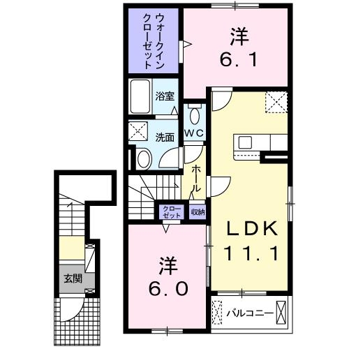 グランパレス カシマ Ⅱ 2階の物件の間取図