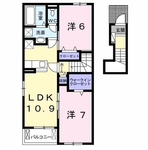 ＭＫハイツ　Ｄ 2階の物件の間取図