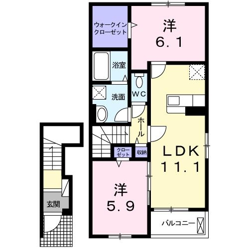 クラルテⅡ 2階の物件の間取図