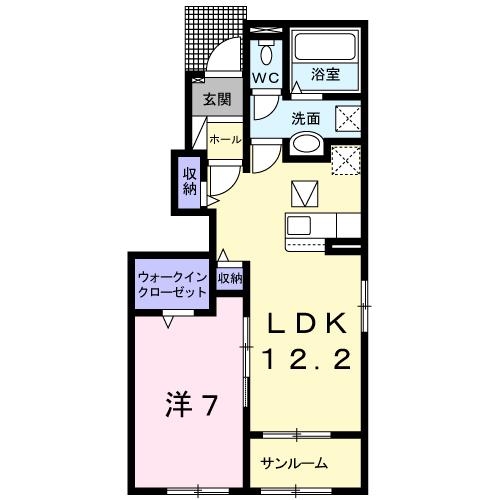 グランドソレイユＢ 1階の物件の間取図