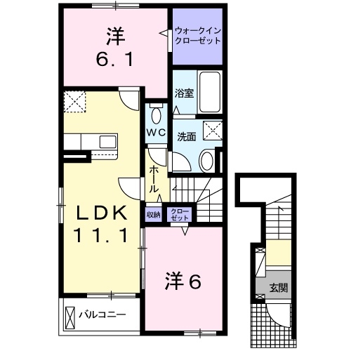 柳川アパートＡ 2階の物件の間取図