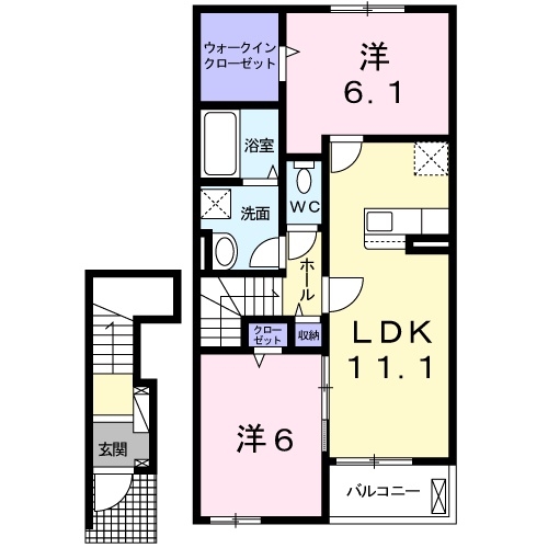 柳川アパートＢ 2階の物件の間取図