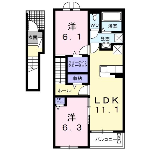 アクアポートⅢ 2階の物件の間取図