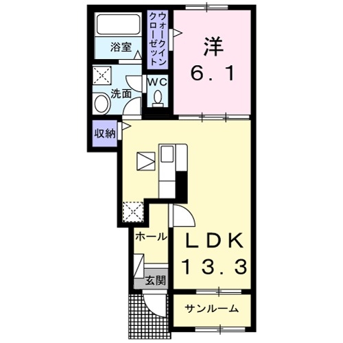チェリーブロッサム 1階の物件の間取図