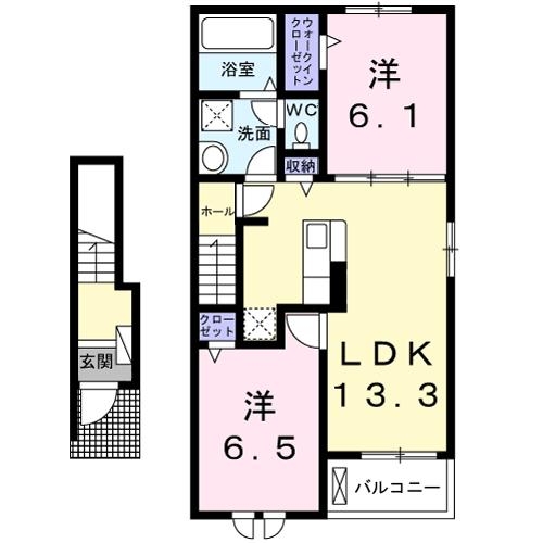 深芝アパート 2階の物件の間取図
