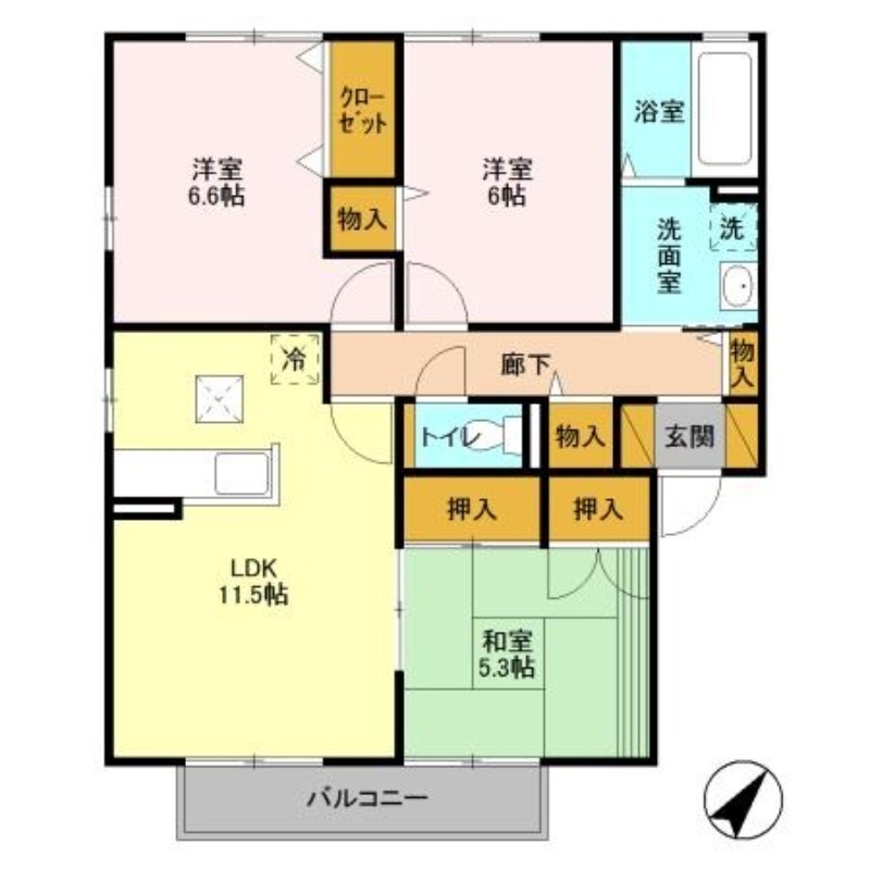 ローズガーデン・レジス　ＡＢＣＤ 1階の物件の間取図