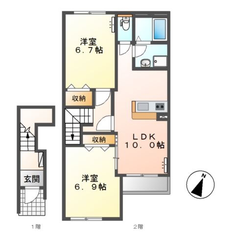 シェルローザ 2階の物件の間取図