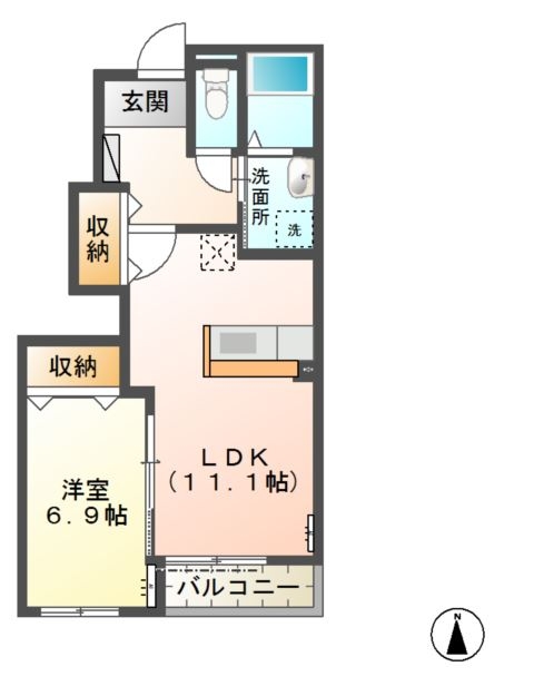 高尾崎 NEW TOWN　La・Ｔｅｒｒｅ Ａ 1階の物件の間取図