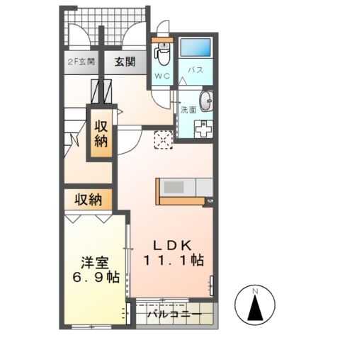 高尾崎 NEW TOWN　La・Ｔｅｒｒｅ Ａ 1階の物件の間取図