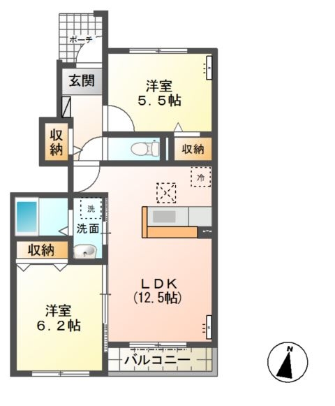 高尾崎 NEW TOWN　La・Ｔｅｒｒｅ D 1階の物件の間取図