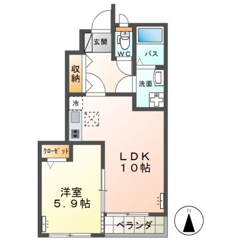 高尾崎 NEW TOWN　La・Ｔｅｒｒｅ E 1階の物件の間取図