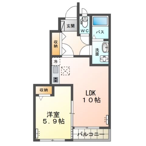 高尾崎 NEW TOWN La・Terre E 1階の物件の間取図