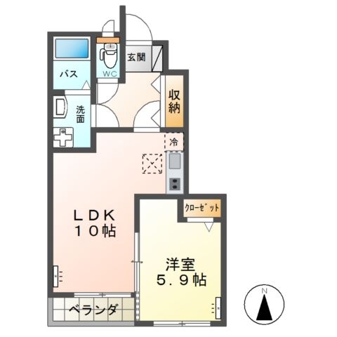 高尾崎 NEW TOWN La・Terre E 1階の物件の間取図