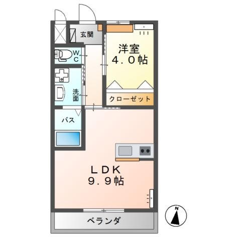 高尾崎 NEW TOWN　La・Ｔｅｒｒｅ J 2階の物件の間取図