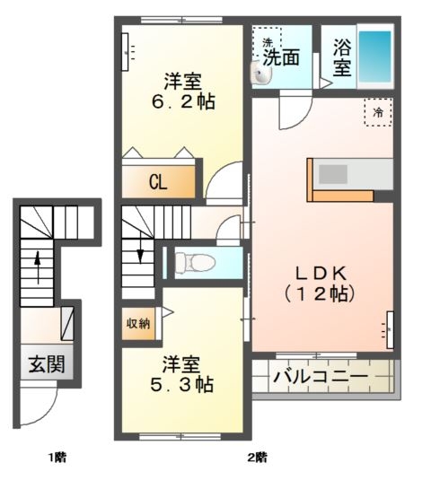 シャロームコートJ 2階の物件の間取図