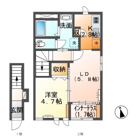 Ａｍｂｉｔｉｏｎ　Ⅰ 2階の物件の間取図