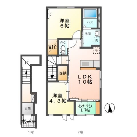 シェル　フローラ 2階の物件の間取図