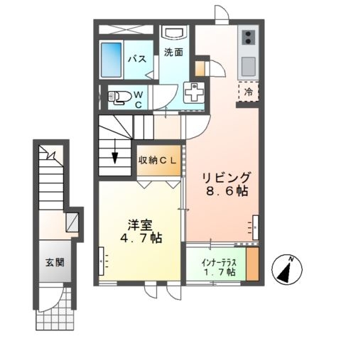 ラスターメールＡ 2階の物件の間取図