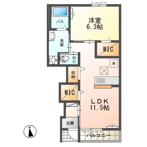 エクセルシオール 1階の物件の間取図