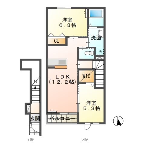 エクセルシオール 2階の物件の間取図