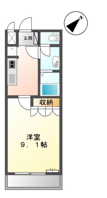 メルヴェール知手 2階の物件の間取図