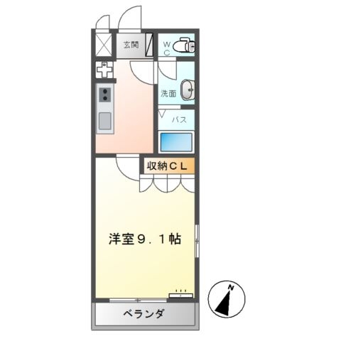 メルヴェール知手 1階の物件の間取図