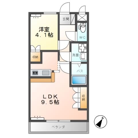 エスポアールB 2階の物件の間取図