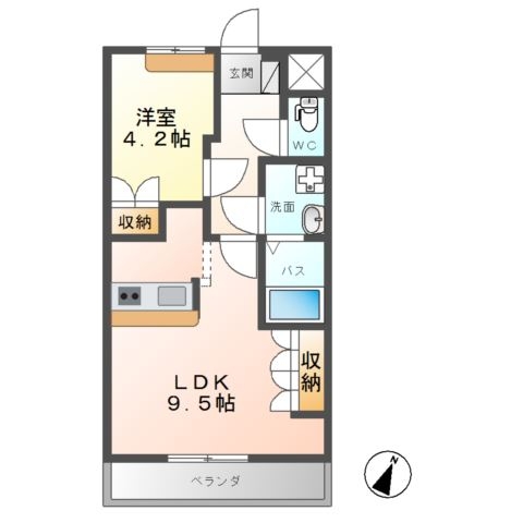 アシューレB 2階の物件の間取図