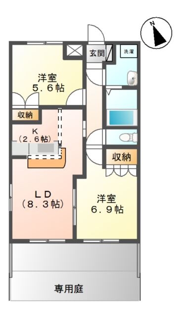 ふらわ~ガーデン・波崎B 1階の物件の間取図