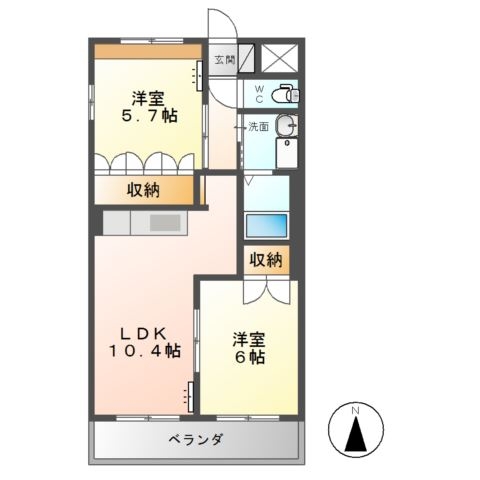 ディア・ベルジュ 2階の物件の間取図