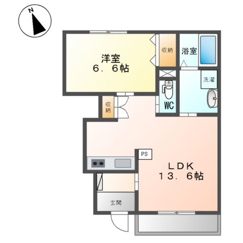 リアン 1階の物件の間取図