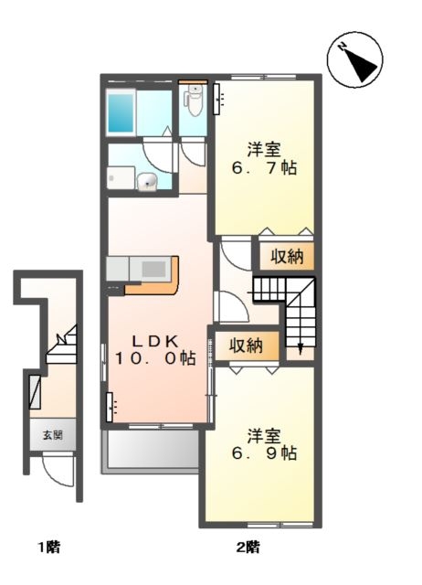 プレジール 2階の物件の間取図
