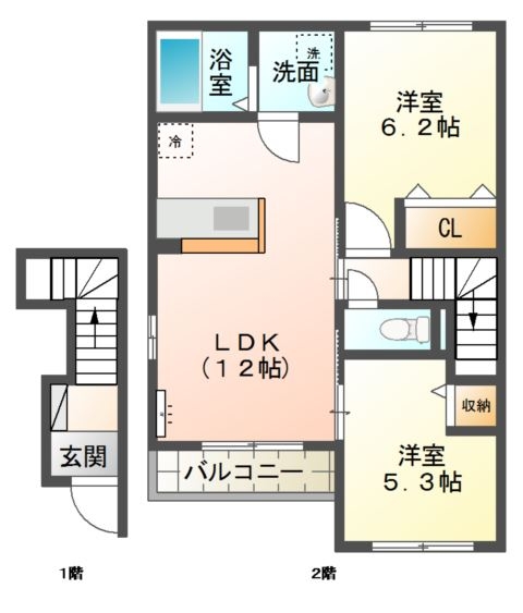 メゾン ポルテ 2階の物件の間取図