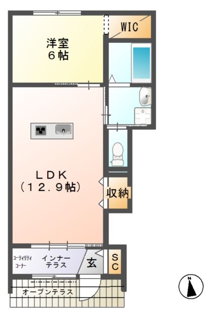 hermanaⅡ（エルマーナ） 1階の物件の間取図
