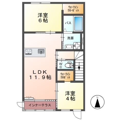 hermanaⅡ（エルマーナ） 2階の物件の間取図