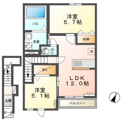 hermanaⅣ(エルマーナ) 2階の物件の間取図