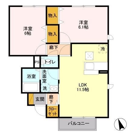 ヴァンベール 1階の物件の間取図