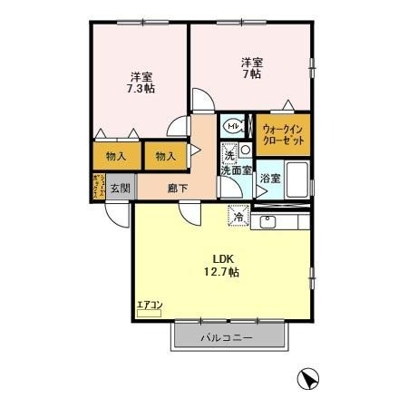 神栖町モンプチ 2階の物件の間取図