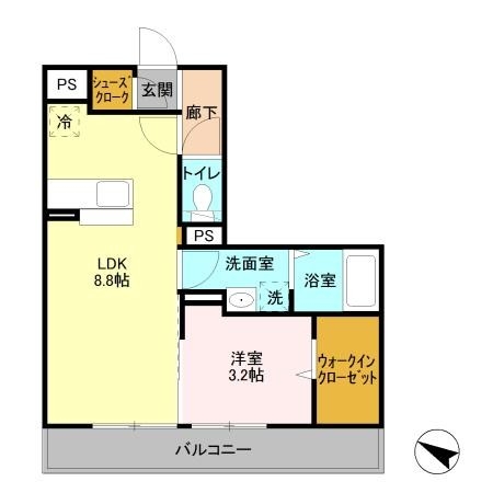 メルベイユクレイドル 2階の物件の間取図