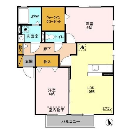 ウィルスクエア　Ｂ 2階の物件の間取図