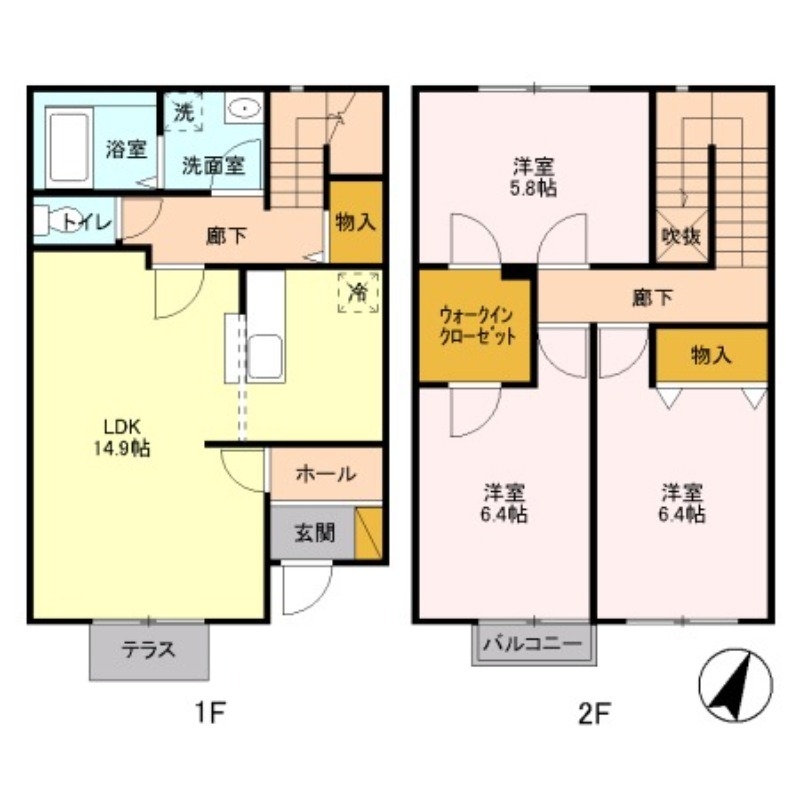 ラルジュ　Ａ 1階の物件の間取図